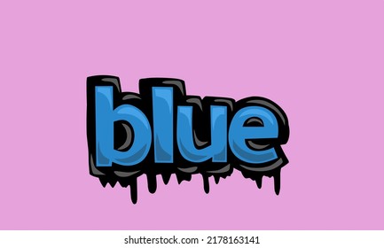 BLUE writing vector design on pink background