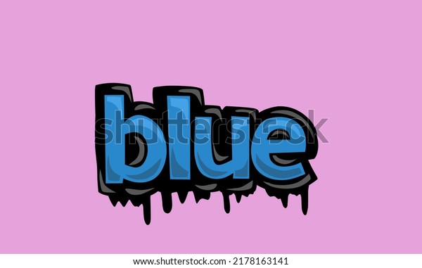 BLUE writing\
vector design on pink\
background