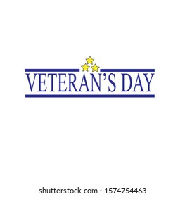 blue writing veterans day and three yellow stars