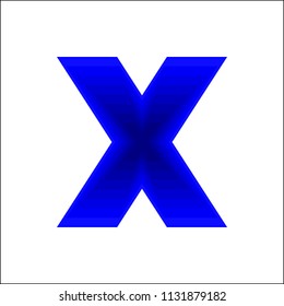 Blue X alphabet on white background vector.