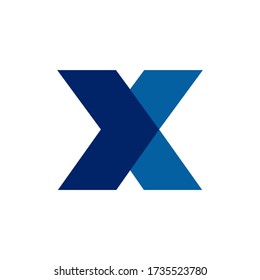 blue X logo. arrow design concept.