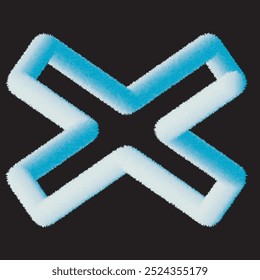 a blue x is on a black background.