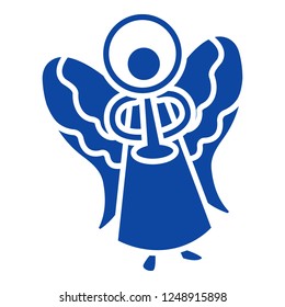 Blue xmas angel icon. Simple illustration of blue xmas angel vector icon for web design isolated on white background