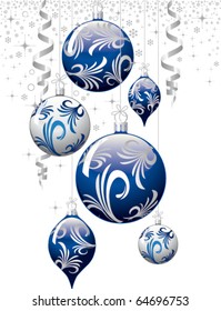 Bolas de Navidad azules. Ilustración del vector