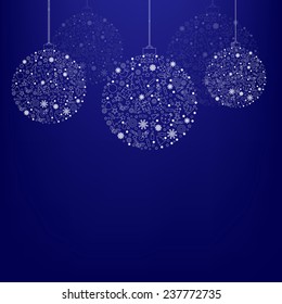 Blue Xmas Poster With Gradient Mesh, Vector Illustration