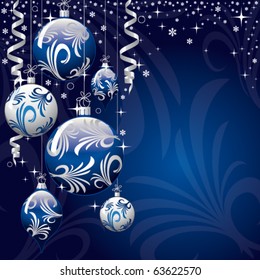 blue xmas vector greeting card