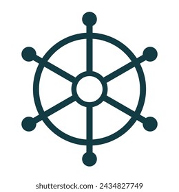 Blue Yacht Wheel Icon Vector Illustration