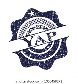Blue Yap distress rubber stamp with grunge texture