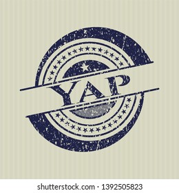 Blue Yap distressed grunge seal