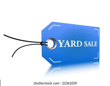 Blue yard sale label