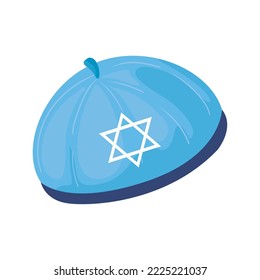 blue yarmulke design over white