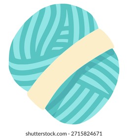 blue yarn knitting wool flat color vector illustration template design