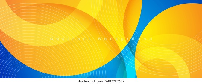 blue and yellow abstract background with circular shapes composition