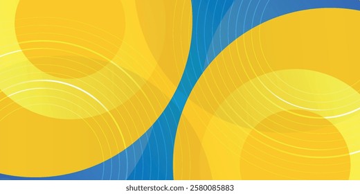 blue and yellow abstract background with circular shapes composition
