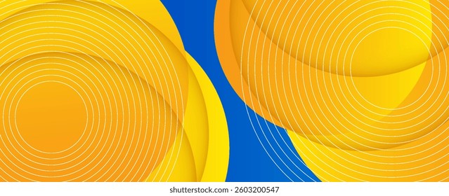 blue and yellow abstract background with circular shapes composition. vector