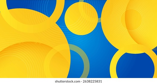 blue and yellow abstract background with circular shapes composition