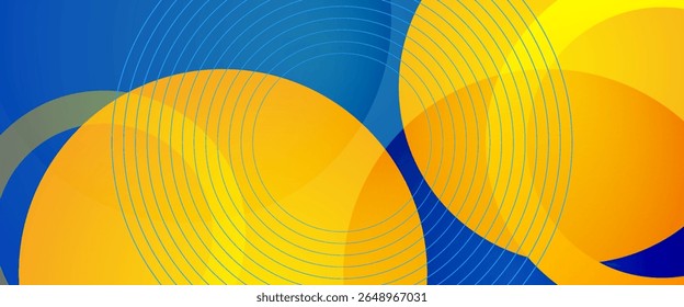 blue and yellow abstract background with circular shapes composition