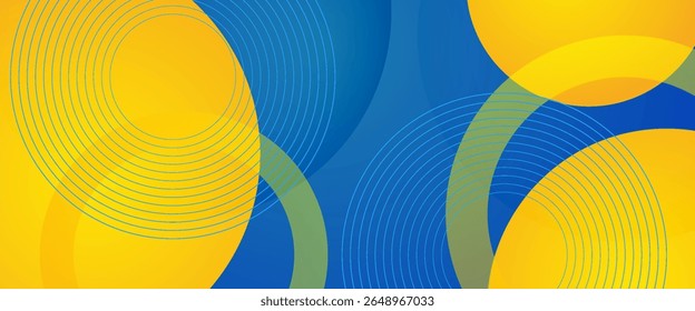 blue and yellow abstract background with circular shapes composition