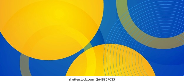 blue and yellow abstract background with circular shapes composition