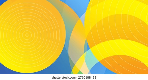 blue and yellow abstract background with circular shapes composition