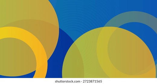 fundo abstrato azul e amarelo com composição de formas circulares