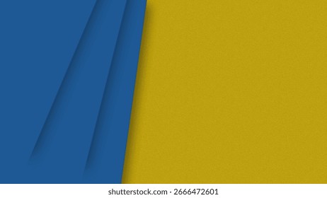 Blue and yellow abstract background with modern paper layers