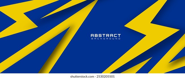 Blue yellow abstract background overlap layer on bright space with cutout shape effect decoration. Modern graphic design element car decal style concept for web banner, flyer, card, or brochure cover