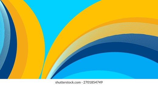 blue yellow abstract background overlap layer on bright space with flowing waves effect decoration. Modern graphic design element cutout style concept for web banner, flyer, card, or brochure cover