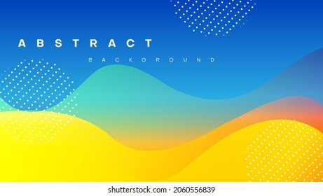 blue and yellow abstract background with wave fluid shapes