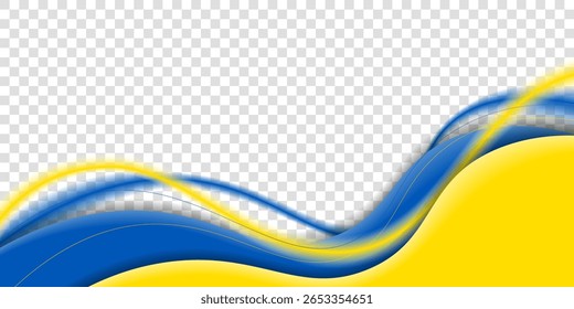 Blaugelber abstrakter Hintergrund mit schwingenden hellgelben und blauen Linien. Vorlage mit blaugelbem Hintergrund.  ukrainischer Nationalfeiertag, Hintergrund