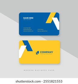 blue and yellow abstract business card template