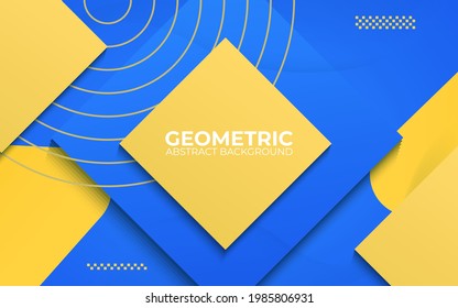 fondo geométrico abstracto azul y amarillo. Ilustración vectorial de banner 3d.