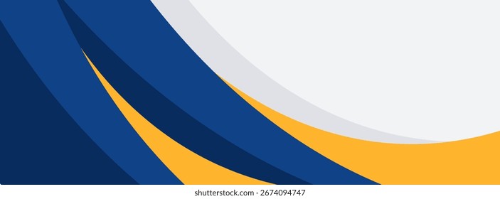 Fondo geométrico abstracto azul y amarillo. presentación en brújula curva, cubierta y diseño simple
