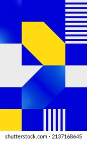 Blue and yellow abstract geometrical background with stripes