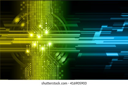 Blue yellow abstract hi speed internet technology background illustration. eye scan virus computer. motion move. vector