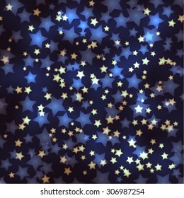 Blue and yellow abstract pattern with stars, vector illustration
