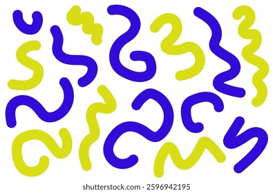 Blue and yellow abstract shape set.