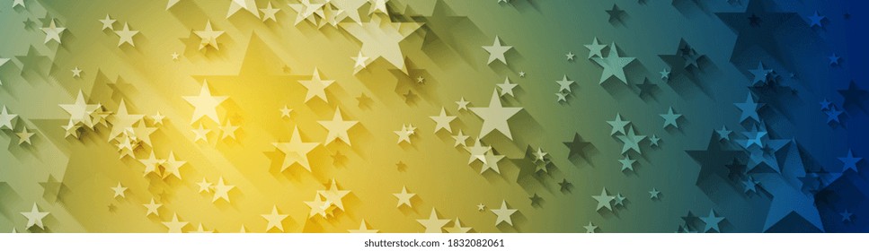 Fondo estelar abstracto azul y amarillo. Diseño de banner vectorial moderno