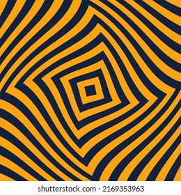 Blue yellow abstract striped background. Optical art. Vector.	