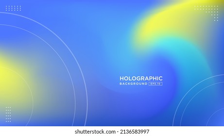 Blue and yellow abstract vector holographic background