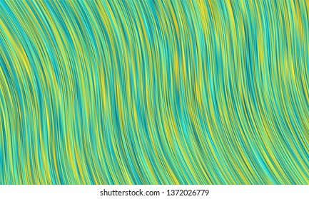 Blue and yellow abstract wavy stripes background with blurry gradient, vector illustration