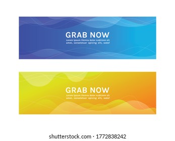 Blue & yellow ad banner template desgin, advertisement banner vector background 