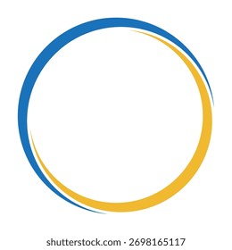 Blaugelber Kreisbogen Symbol, Logo ua, sauberer kreisförmiger Rahmen