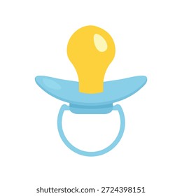 Ilustração Vetorial de Pacificador de Bebê Azul e Amarelo, Manequim Soother de Silicone Minimalista para recém-nascidos e crianças pequenas isoladas no fundo branco para cuidados infantis e conceitos de paternidade