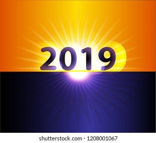 Blue and yellow background for 2019 new year