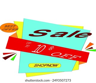 Blue and Yellow background special offer 10% discount sale tag and banner