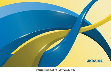 Blue yellow background with waving blue and yellow shape in 3d design. Good template for ukraine independence day campaign