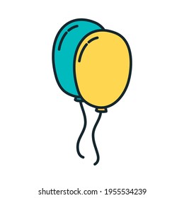 blue and yellow balloons design