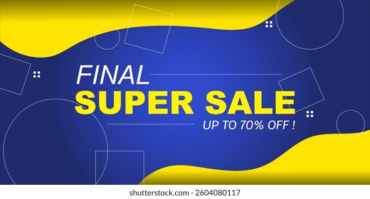 Blue and yellow banner with a bold, dynamic design, featuring fluid curves, geometric elements, and striking typography for maximum visual impact.