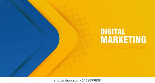 Blue and yellow Banner concepts vector design for social marketing, illustration, banner template for promotion simple sign design